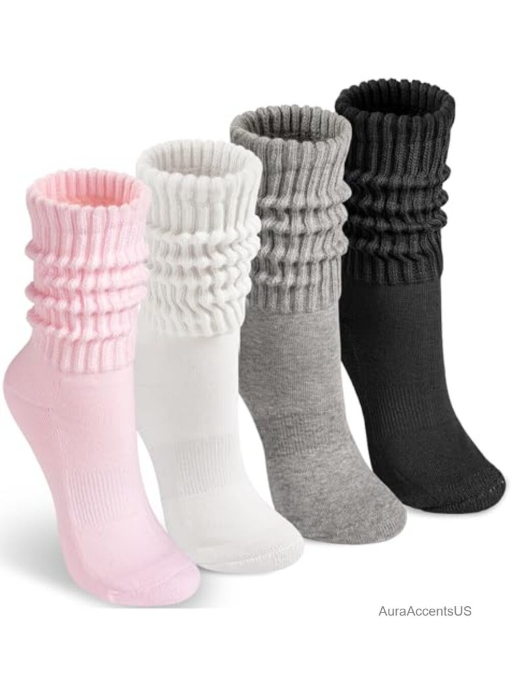 Cotton Cushioned Slouch Crew Socks Mid Calf Athletic Boot Socks